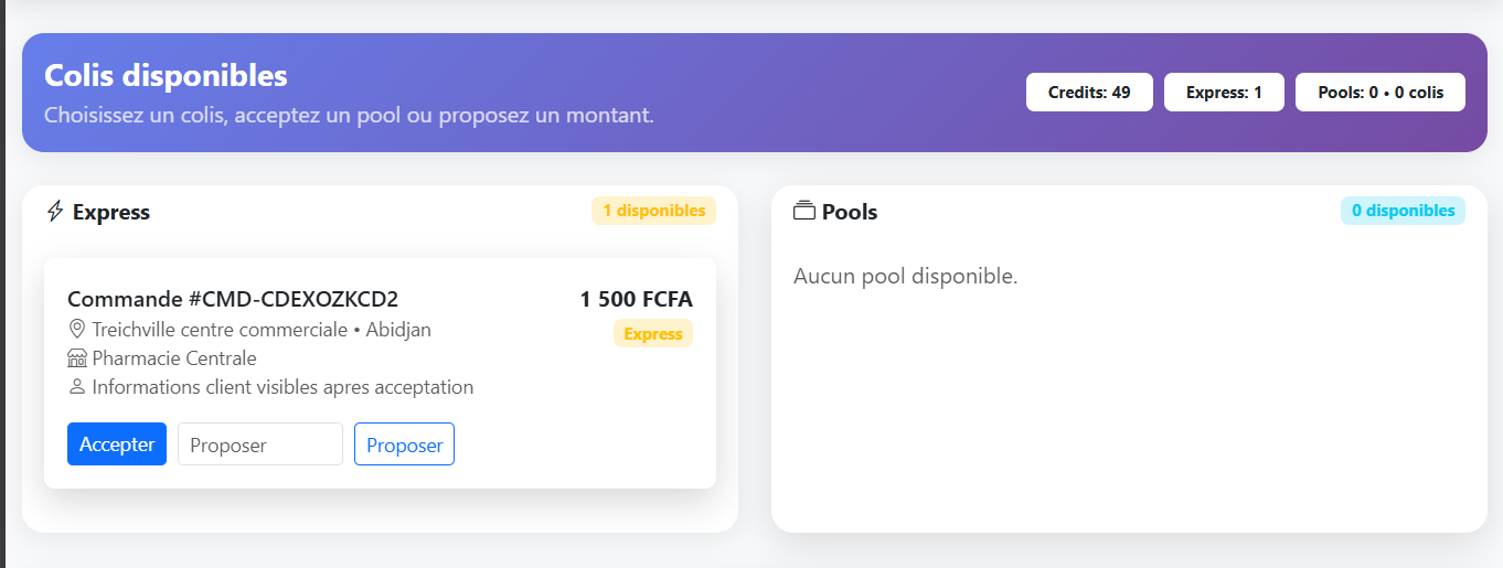 Livraisons pool et express